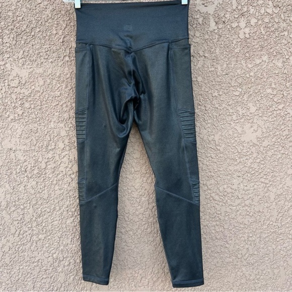 Athleta Inclination Moto tight Women’s Size Small Black‎ Metallic Pullon Style - Picture 10 of 17